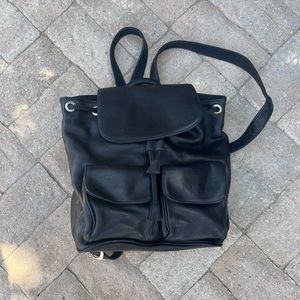 Black leather backpack purse